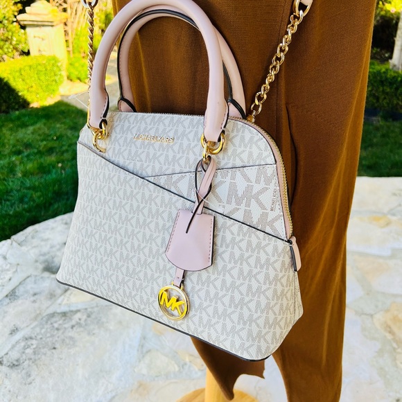 Michael Kors Dome Medium Signature Satchel&wallet powdered blush NWT - Picture 13 of 15